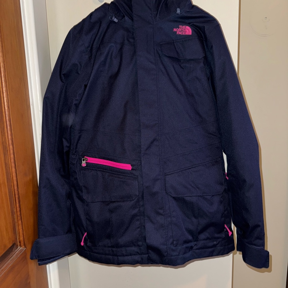 The North Face Navy Jacket with Pink Accents